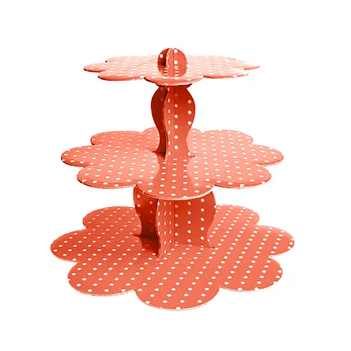 Стойка фуршетная многоуровневая для кексов маффинов картонная подставка для капкейков стенд этажерка, Kitchen Master Розовый 86230 - фото 1