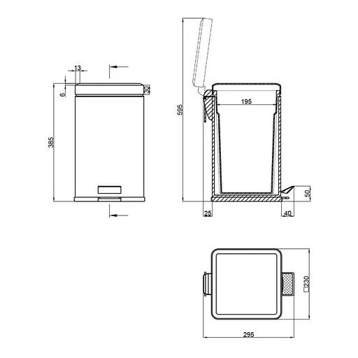 Ведро для мусора Lidz Radom 1112 (121.11.12) 12 л (LDRAD1112CRM32509)  - фото 5