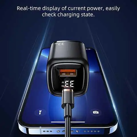 Зарядний пристрій Usams Digital Display Fast Charger QC + PD 33 W T46 - фото 3