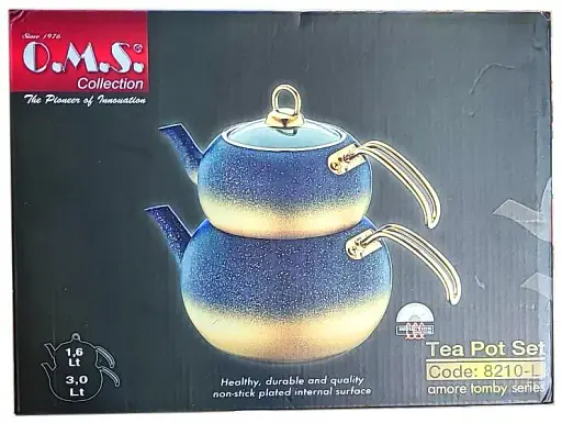Чайник  для плити двоярусний O.M.S. Collection 8210-L 1.6 л та 3 л 4 предмети чорно-золотий - фото 3