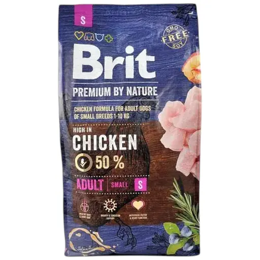Сухой корм Brit Premium Dog Adult S для взрослых собак мелких пород, с курицей, 8 кг - фото 1