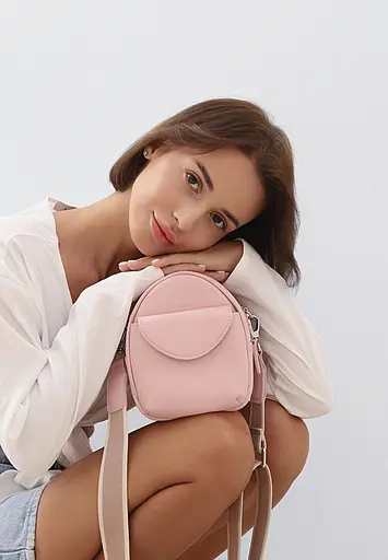 Шкіряна жіноча міні-сумка Kroha рожевий краст - фото 2