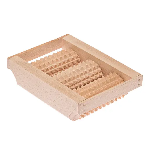 Масажер для ніг дерев'яний зубчастий на 3 ролика Праймед 18.5х14х6 см, Woodly 84219 - фото 3