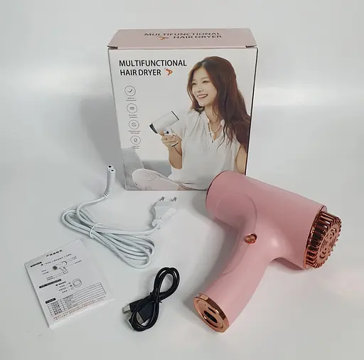 Дорожный фен аккумуляторный рожевий - фото 2