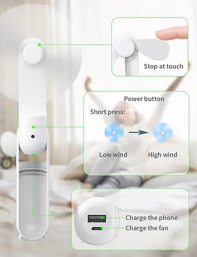 Портативный ручной вентилятор LETSCOL - фото 3