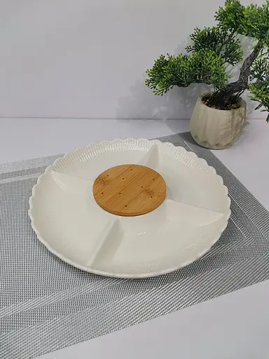 Менажниця порцеляна Interos 4 секції біла 30.5 см (PJ03451-L) - фото 2