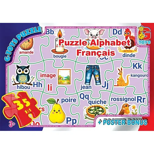 Детский пазл "Французская Азбука" G-Toys ABC04 плакат 35 элементов - фото 1