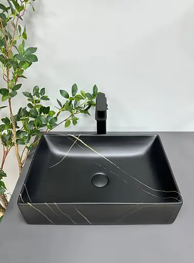 Умивальник VBI Latina marble matt накладний VBI-013103, Чорний матовий - фото 3