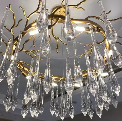 Роскошная люстра в золоте со стеклянными подвесами Ст. MD 9006 GD Line F - фото 6