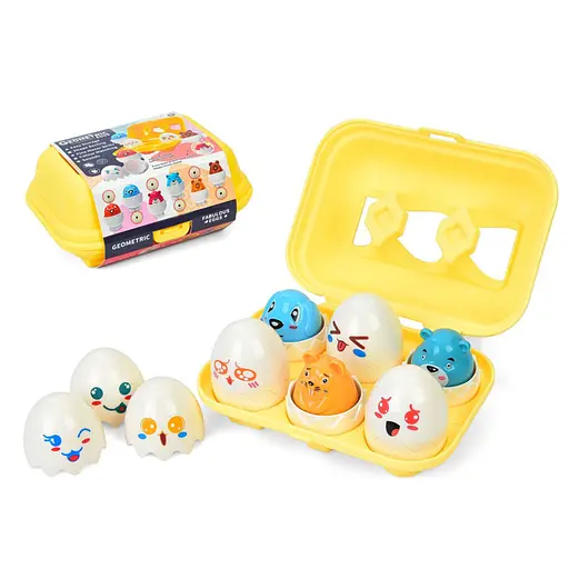 Сортер-головоломка Монтессори Яйца со смайлами Bambi DF32, 6 шт в лотке - фото 1