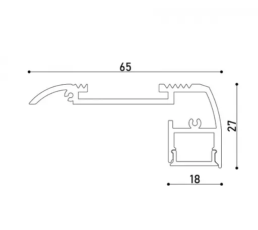 LED профіль для підсвітки сходинок, ефект "анти-ковзання"з розсіювачем PC, 2м KLOODI KLP6527 2 BK - фото 2