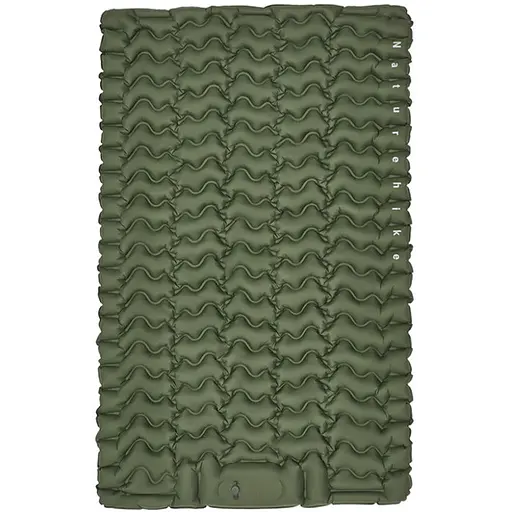 Матрас туристический надувной двухместный Naturehike CNK2550WS019, 200х125х6.5 см, зеленый со встроенной помпой для надува.