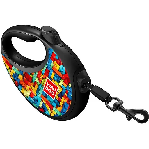 Поводок-рулетка для собак Waudog R-leash с контейнером для пакетов, рисунок "Блоки", светоотражающая лента, M, до 20 кг, 5 м - фото 4