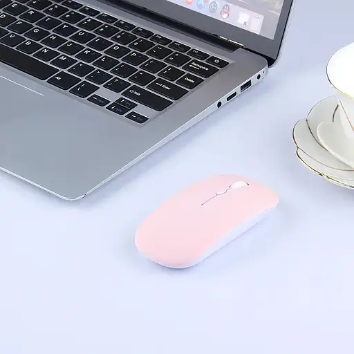 Мышка бесшумная компьютерная беспроводная Bluetooth, перезаряжаемый USB, Розовая  - фото 3