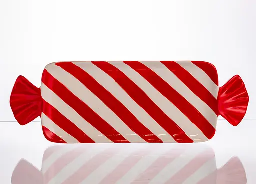 Блюдо сервировочная новогодняя для закусок в форме конфеты Yiwu 26×12.5 см прямоугольная с ручками CR-1-30 - фото 2