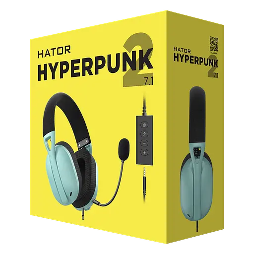 Наушники Hator проводные полноразмерные игровые Hyperpunk 2 (HTA-848) черно-мятные - фото 6