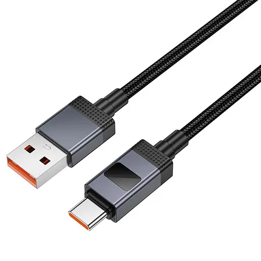 Дата кабель Hoco X118 Generous with display USB to Type-C 5A (1m) Black - фото 4