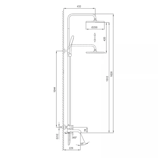 Душова система збройова сталь Gappo G2406-9, Графітовий хром - фото 5