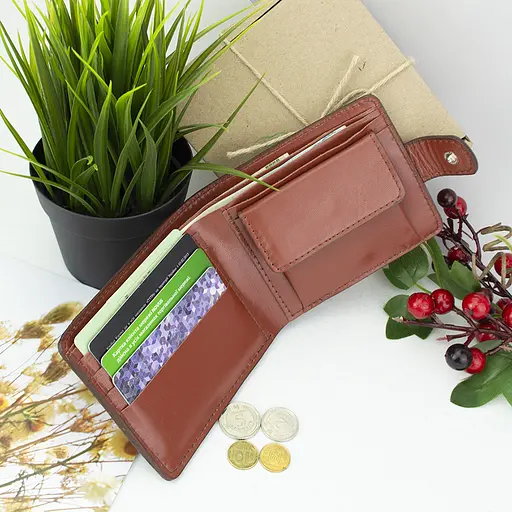 Портмоне мужское кожаное с гербом П6-02 (коричневое) - фото 2