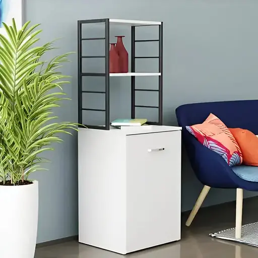 Стол-тумба трансформер Смарт 4/1 с этажеркой Ferrum-decor 1430x1450x500 Черный металл ДСП Белое 16 мм (FRD-105123) - фото 6