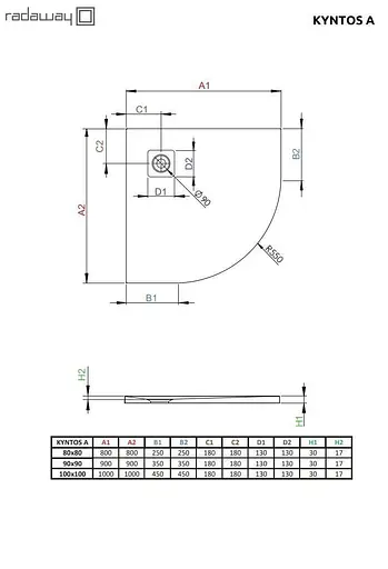 Душовий піддон Radaway Kyntos A 90x90 чорний HKA9090-54 - фото 2