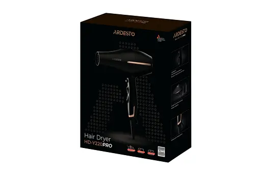 Фен Ardesto HD-Y220PRO, Black, 2200W, 2 швидкості, 3 режими, дифузор, концентратор, функція &quot;Cool Shot&quot;, захист від перегріву, Soft Touch покриття - фото 5
