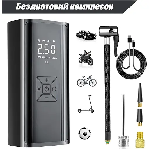 Автомобільний компресор Suitu портативний акумуляторний 6000 mAh 150 PSI 120W - фото 2