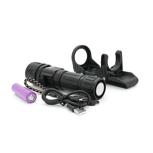 Фонарь поисковый BP-W5239 P360, 5 режимов, индикация заряда, подставка, питание от аккумулятора 18650, IP65, кабель USB, 195х105х75мм, 0,400кг, Black, BOX - фото 3