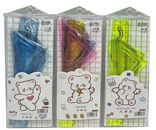 Набір лінійок Flex Білий ведмідь, 20 см, трикутники, ZH-667 - фото 2