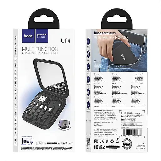 Кабель USB Hoco U114 Treasure Box 6 in 1 3A 60W чорний - фото 5