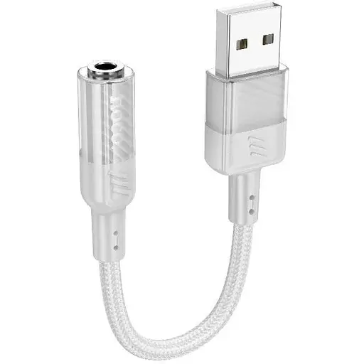 Переходник Hoco Spirit прозрачная внешняя звуковая карта USB к 3,5 мм LS37 15 см DAC