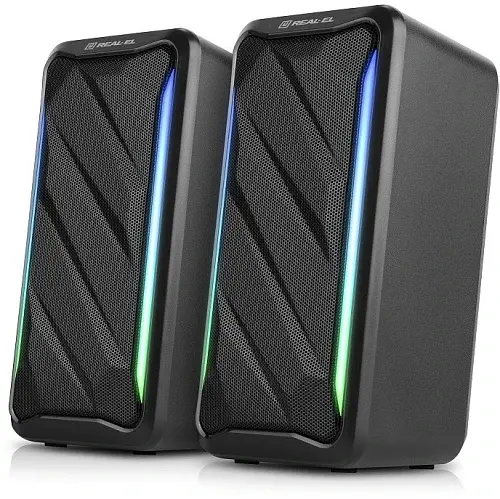 Колонки 2.0 Real-El S-130 Black, 2 x 5 Вт, USB, mini - jack 3.5 мм, RGB - подсветка (EL121100018) - фото 2