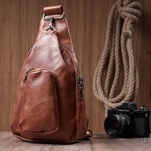 Женская сумка Vintage из экокожи с акцентом на текстильном ремне 18х33х10 см sum0026946 - фото 9