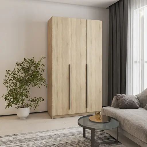 Шафа 3-дверна MebelStar Оскар ДСП BG, блок шухляд+полиці 120x52x220 см Дуб сонома (MBS-4577)