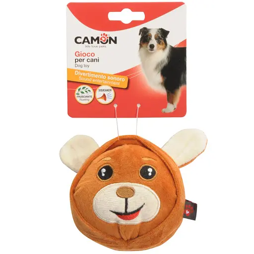 Іграшка для собак Camon собачки у вигляді кулі м'які поліестерові з пищалкою та шелестінням 10 см в асортименті (AH043)