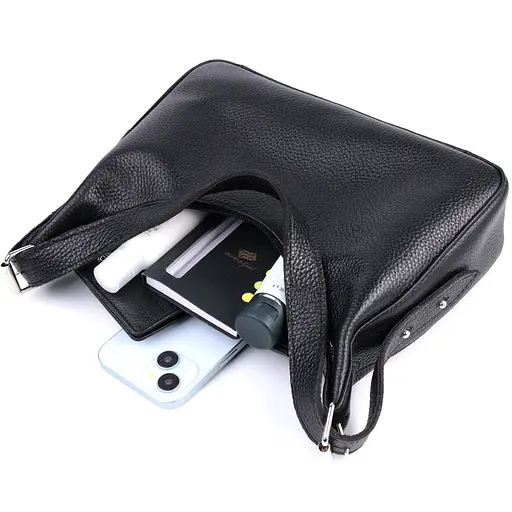 Сумка багет Shvigel с регулируемым ремнем из зернистой натуральной кожи 26х13х6.5 см sum0027030 - фото 8