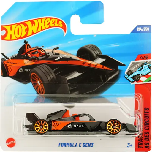 Базовая машинка Hot Wheels Trackaces Formula E Gen 3 черно-оранжевая (5785) HYY56-N522