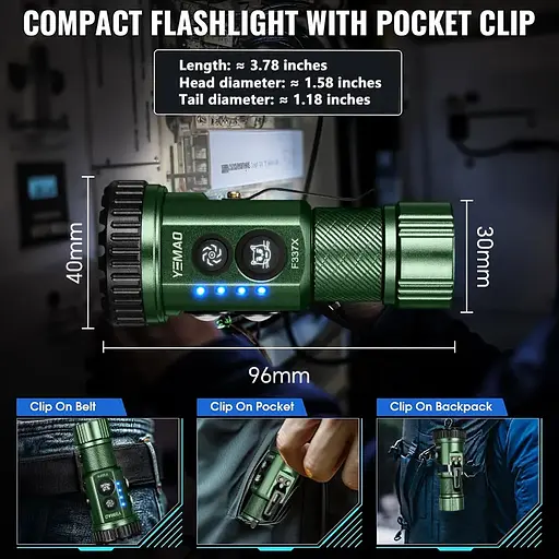 Тактический фонарь YEMAO YM-F337X боковые светодиоды красный, синий, зеленый, ультрафиолетовый 3500 LM Серый-Черный - фото 4