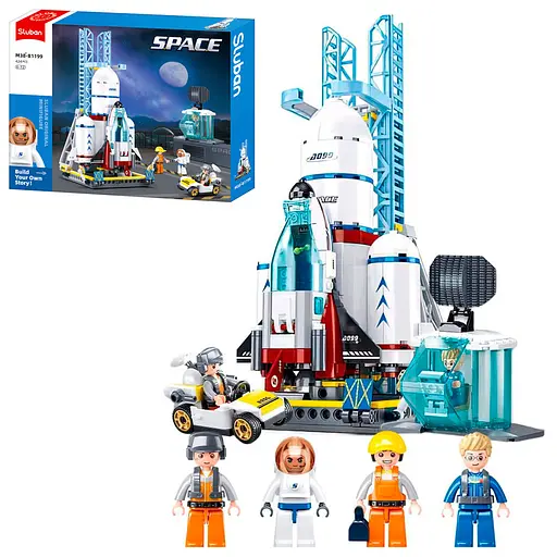 Конструктор SLUBAN Космос Ракета, станція, 424 деталі, фігурки, 42.5x33x7 см