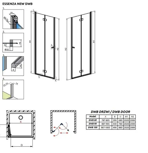 Душові двері Radaway Essenza New DWB 100 см 385077-01-01L - фото 3