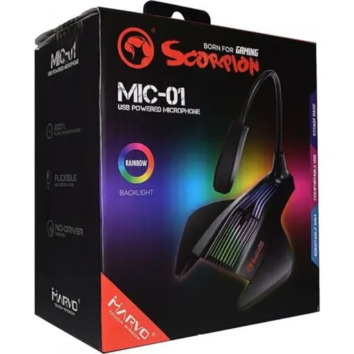 Мікрофон Marvo MIC-01 Multi-LED USB Black (MIC-01) - фото 4
