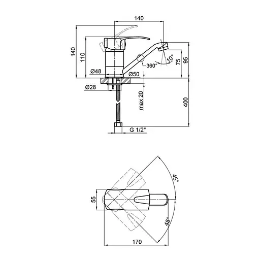 Смеситель для кухни Lidz (CRM) 41 86 003M - фото 5