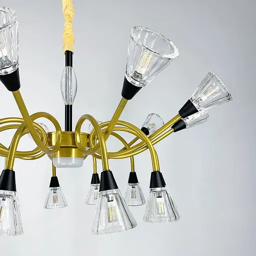 Незвична золотиста люстра із закрученими ріжками Line.F H 9866/10+10 - фото 4