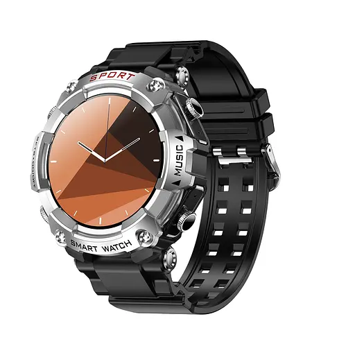 Смарт-годинник з навушниками LEMFO T96 силіконовий ремінець Black Silver (16344)