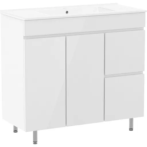 Тумба з умивальником RJ Fly 90 см з кошиком для білизни RJ84900 Білий - фото 1