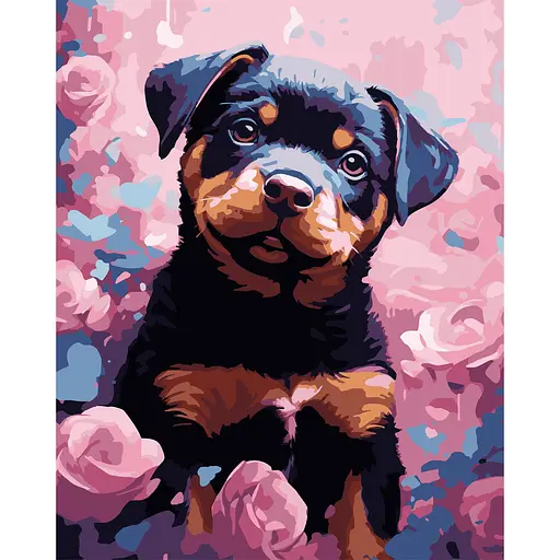 Набор для росписи по номерам Strateg Песик на черном фоне 40 х 50 см (AH1205-17) - фото 1