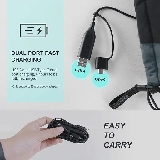 Рукавички, що перезаряджаються з підігрівом Unigear для чоловіків і жінок, лижні рукавички з підігрівом від електричної батареї - фото 5