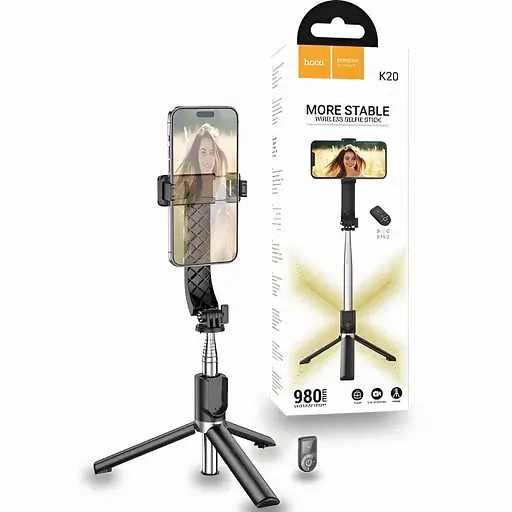 Селфи-монопод Hoco K20 2в1 с Bluetooth до 1 м, с встроенным штативом, совместимый со смартфонами - фото 3