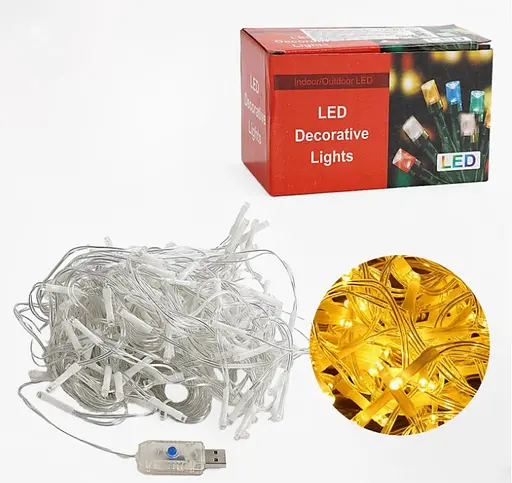 Гірлянда-штора, C61481-65Y, зі світловими ефектами, на USB, жовте світло