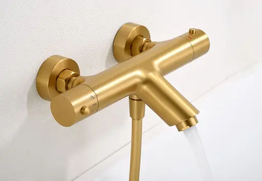 Термостатический смеситель для ванны Imex Monza с душевым набором PVD матовое золото BTM039-4OC Золотой - фото 2